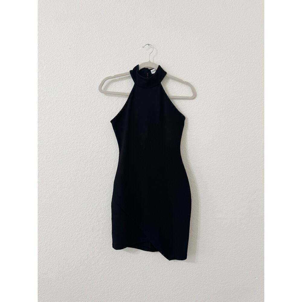 superdown x REVOLVE Tegan Wrap Asymmetrical Halter Mini Dress Black Size XS - Picture 2 of 5